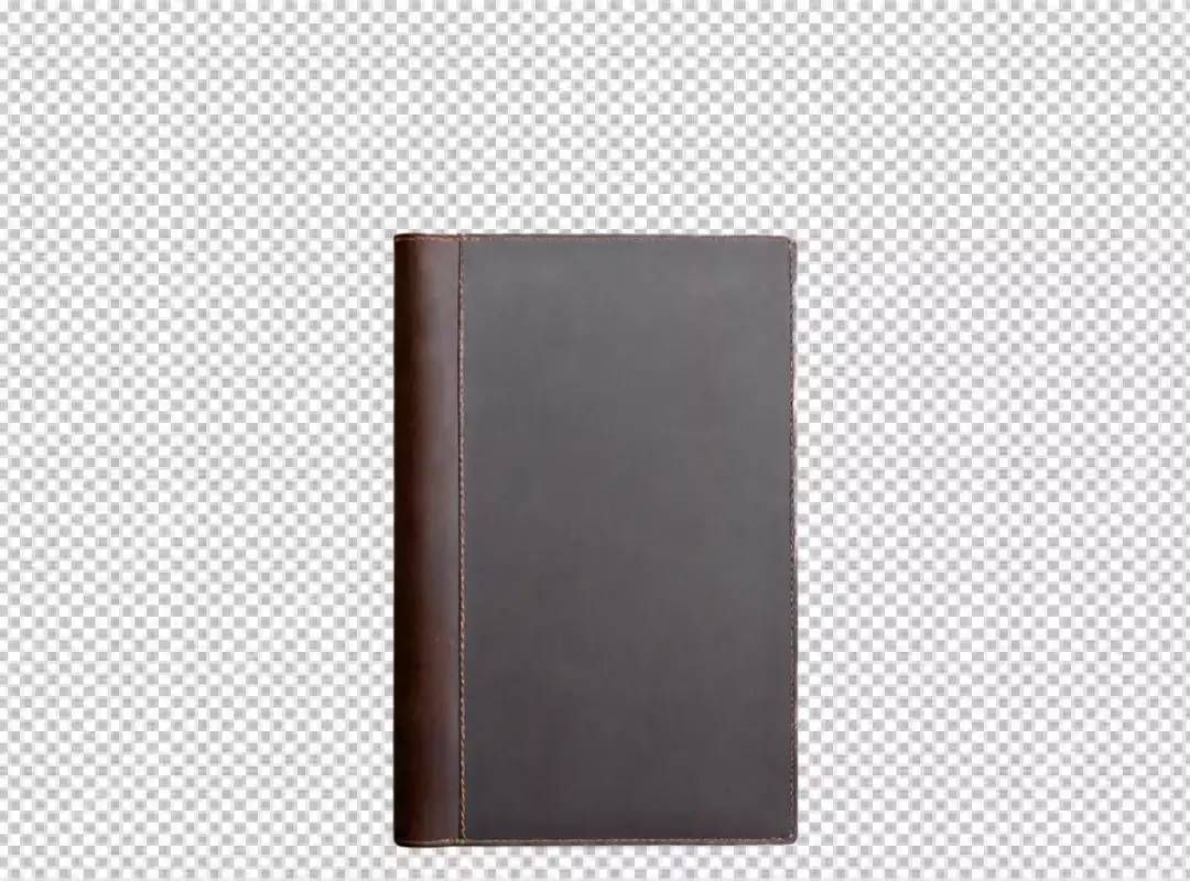 Elegant Dark Brown Leather Journal with Textured Spine on White Background