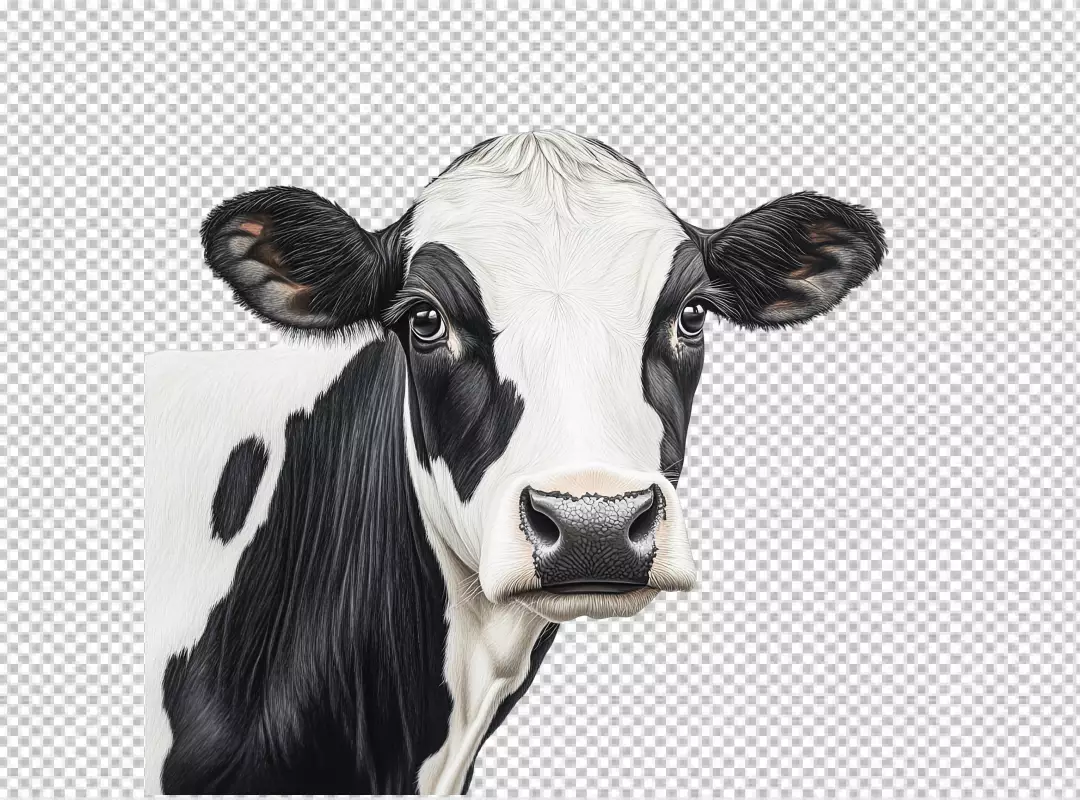 Holstein Cow Headshot PNG for Farm Animal Designs and Agricultural Projects