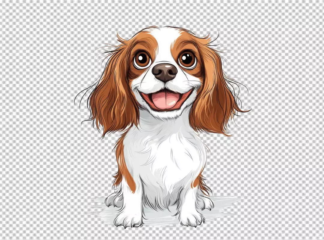 Adorable Happy Cavalier Spaniel Puppy Smiling Vector Illustration