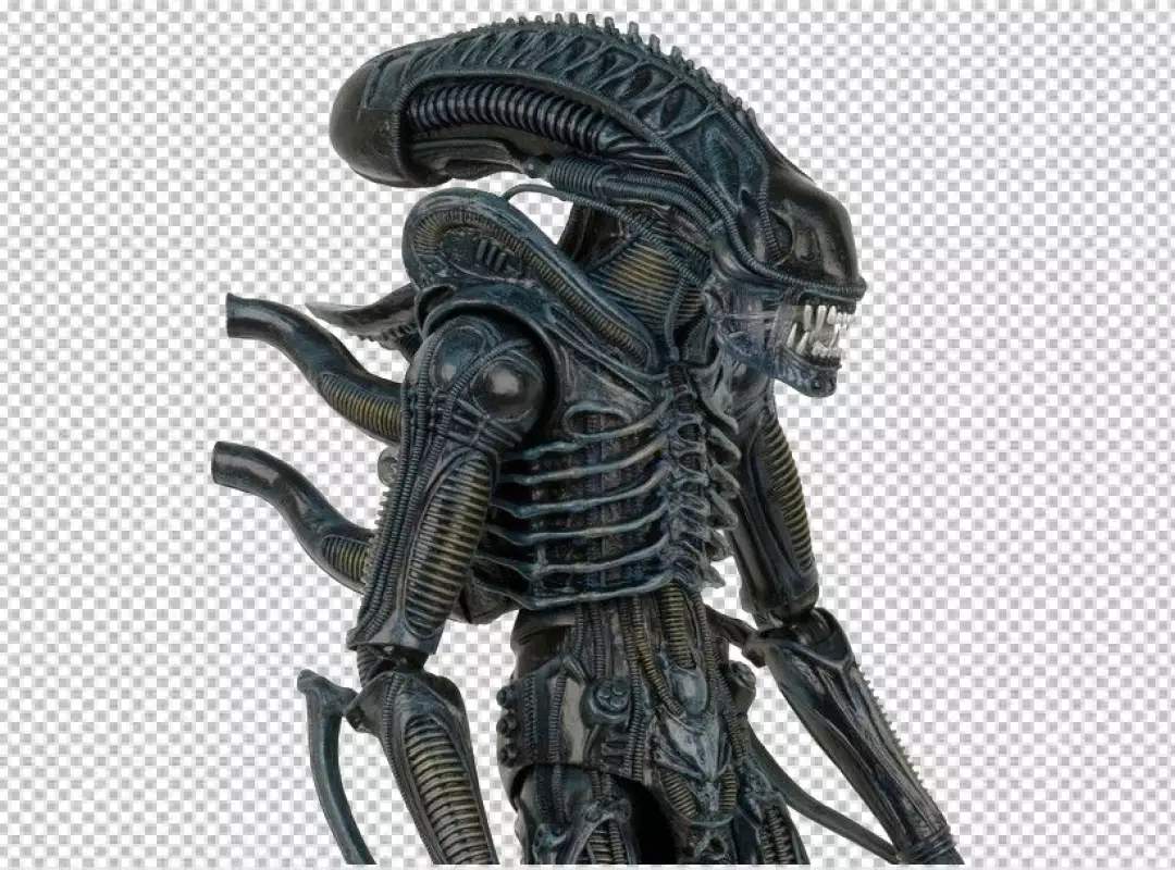 Free Premium PNG Menacing Biomechanical Xenomorph Creature Collectible Figure from Iconic Sci-Fi Horror Franchise