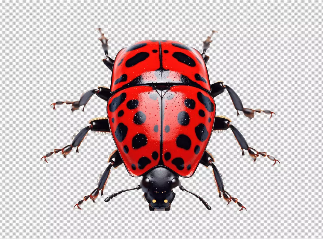 Vibrant Red Ladybug Insect Close-Up PNG Cutout for Nature Projects