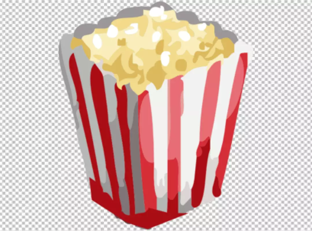 Classic Red and White Striped Popcorn Bucket Overflowing with Golden Popcorn