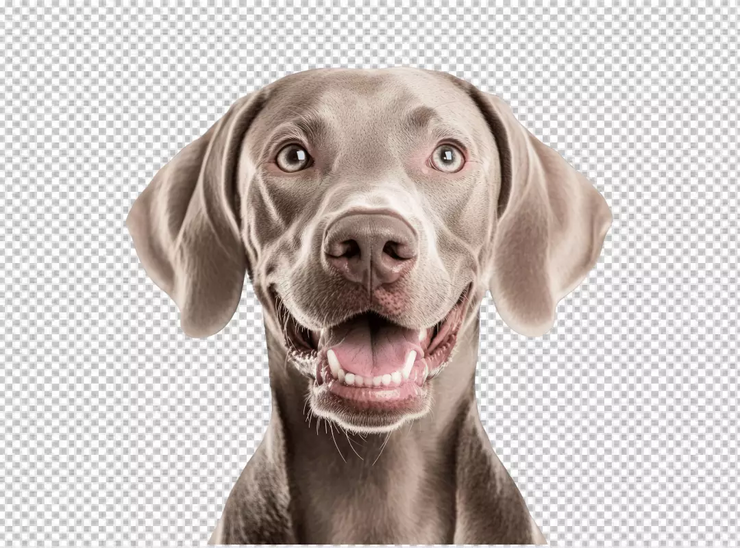 Happy Weimaraner Dog Smiling Close-up Headshot for Pet Enthusiasts