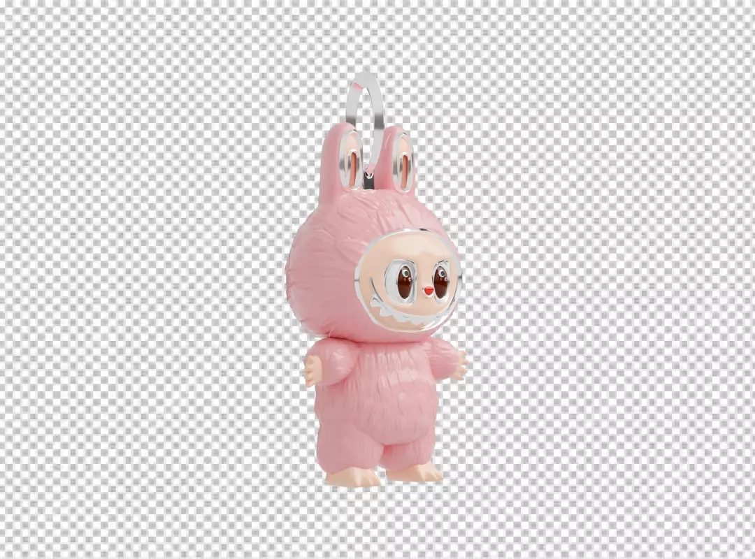 Adorable Pink Fluffy Bunny Monster Collectible Toy Figure with Expressive Eyes