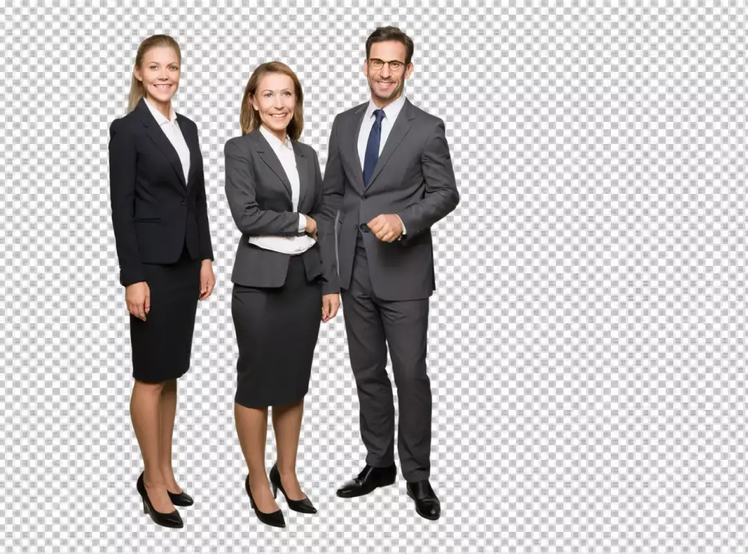 Diverse Team of Smiling Business Professionals Posing Confidently in Formal Attire