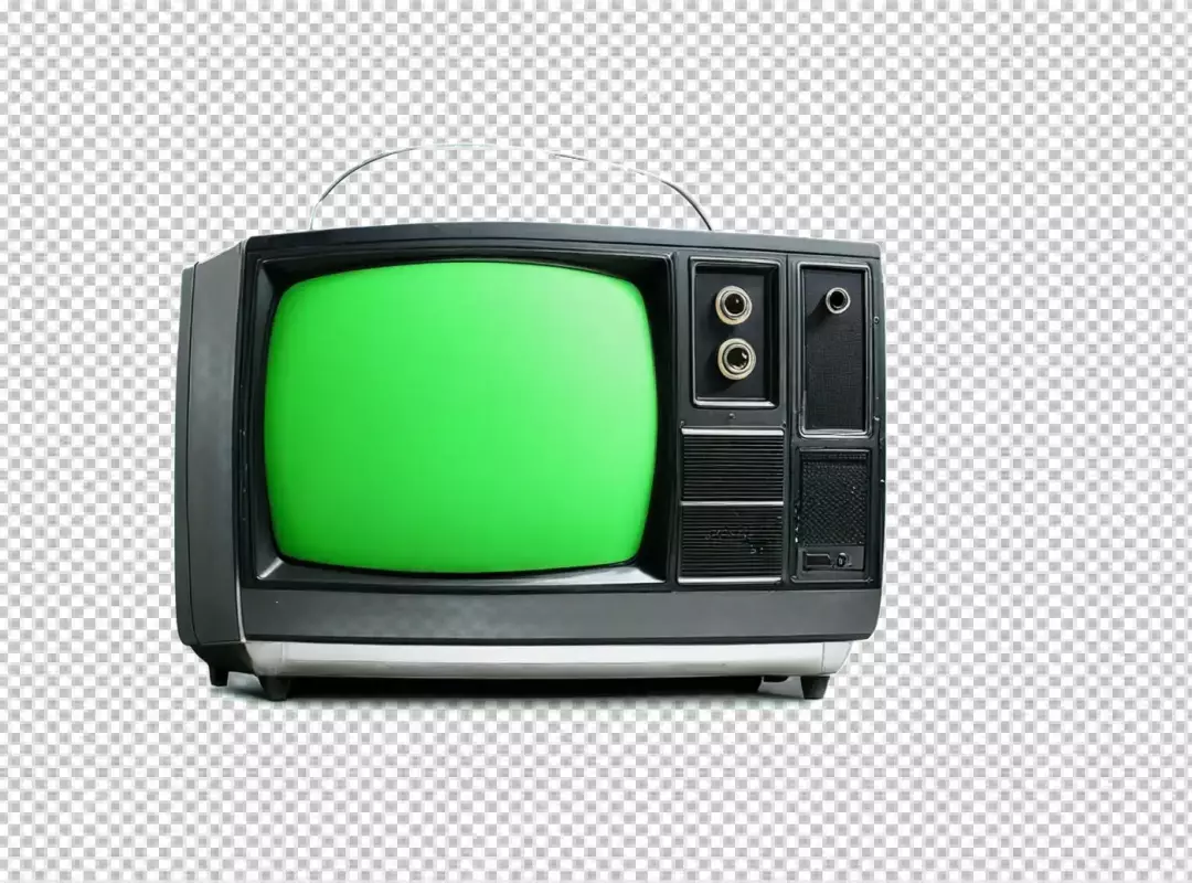 Retro Portable Television with Green Screen Display for Vintage Media Content