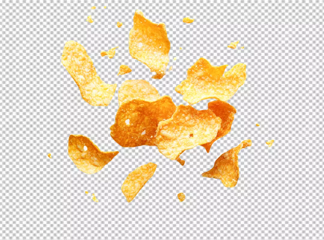 Crispy Golden Potato Chips Falling – Delicious Snack Food PNG Cutout