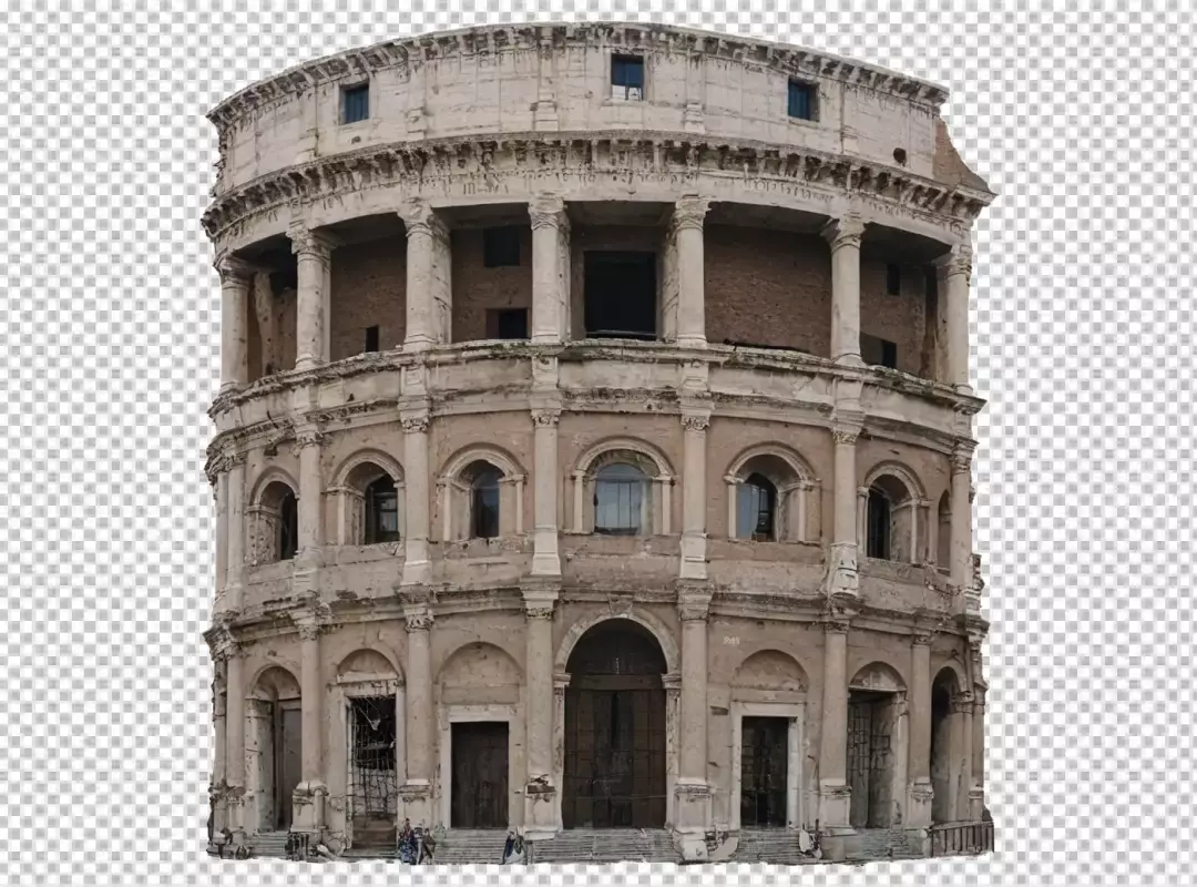 Iconic Roman Colosseum Amphitheater Isolated on Transparent Background