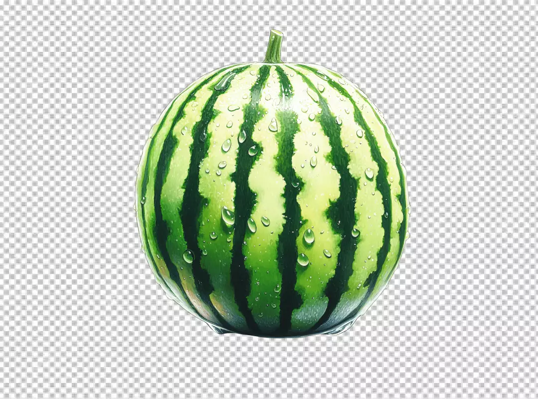 Fresh Whole Watermelon with Refreshing Water Droplets Healthy Summer Fruit