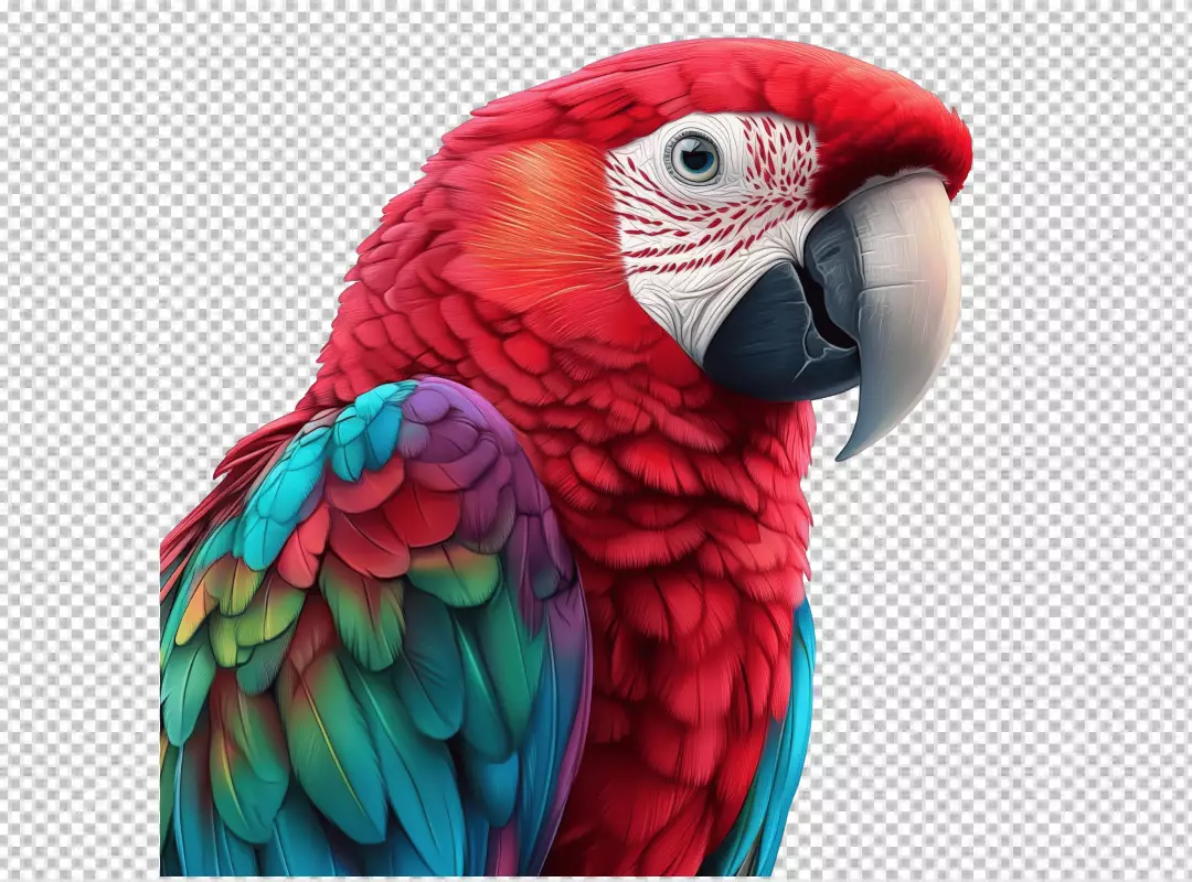 Vibrant Close-up of a Colorful Macaw Parrot with Red, Blue, and Green Feathers
