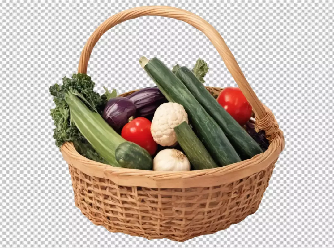 Assortment of Colorful Healthy Farm Fresh Organic Produce in Wicker Basket