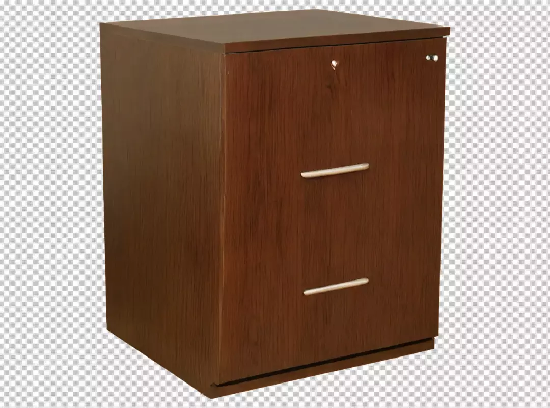Stylish Dark Wood Two-Drawer Filing Cabinet with Silver Handles for Office Storage