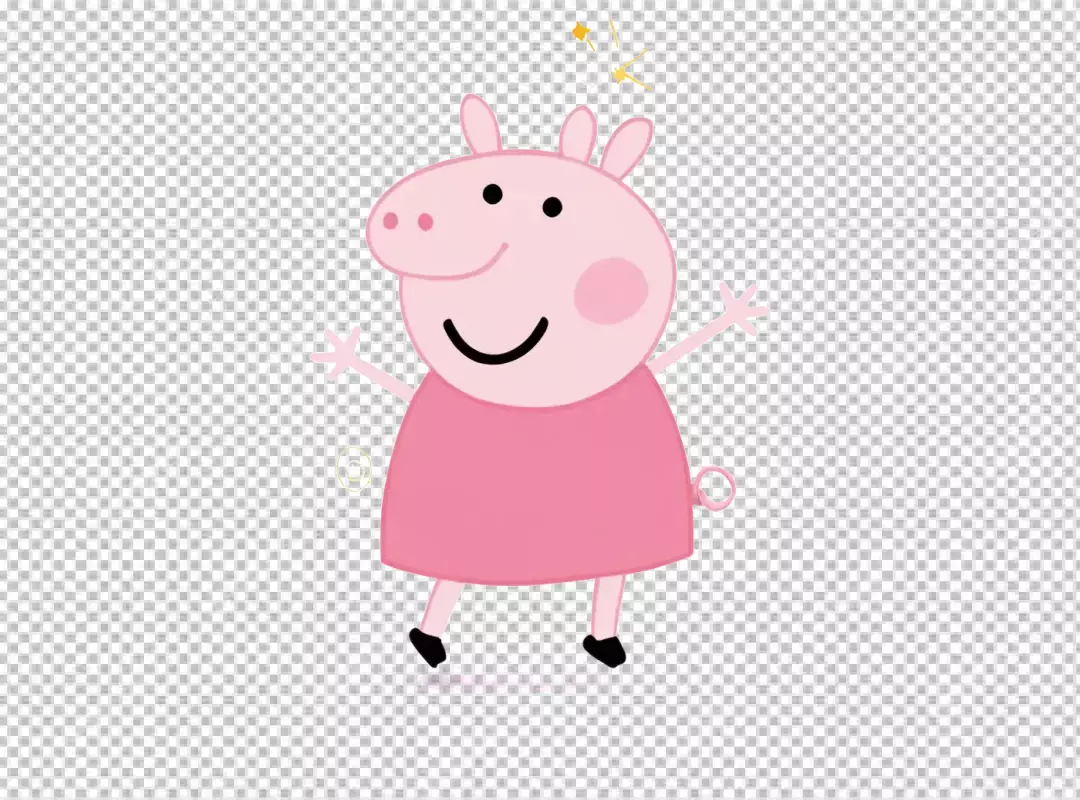 Cute Peppa Pig Cartoon Character Dancing Happily with Playful Sparkles