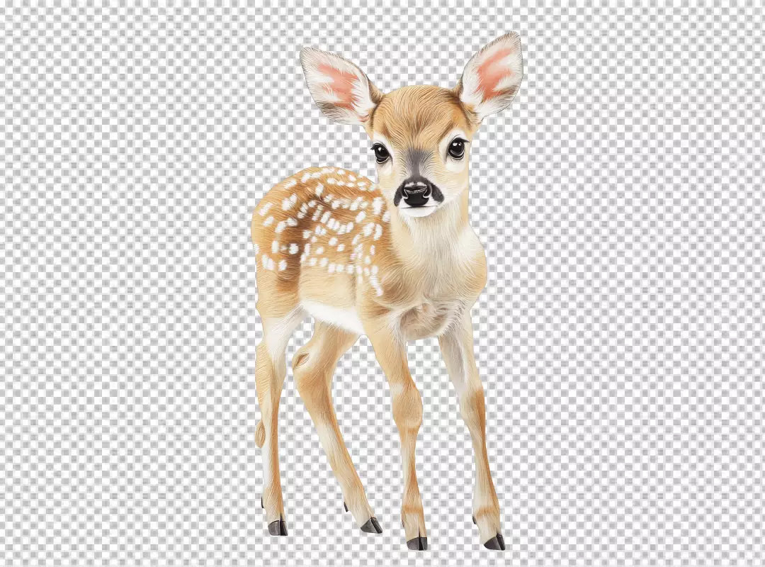 Cute Fawn Standing Illustrative Digital Art PNG for Wildlife Designs