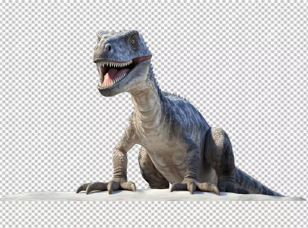 Dynamic Dinosaur Roaring Fiercely | Prehistoric Predator PNG Image