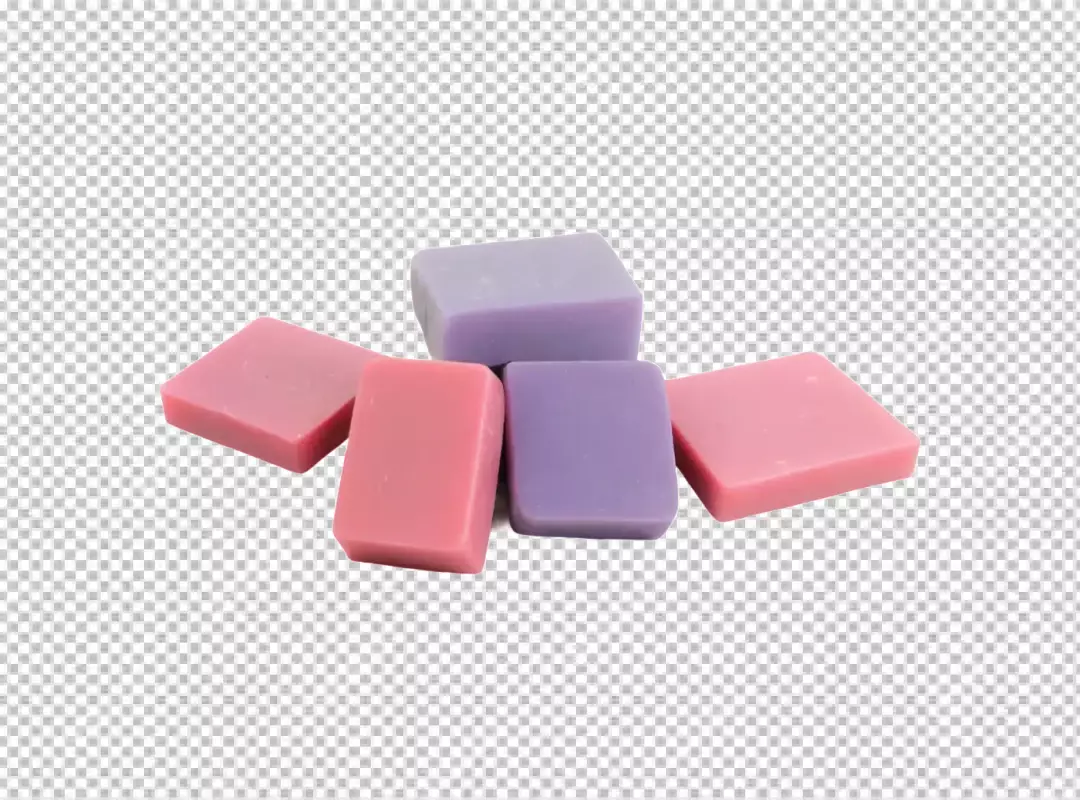 Colorful Pastel Square Soaps and Wax Melts on Clean White Background