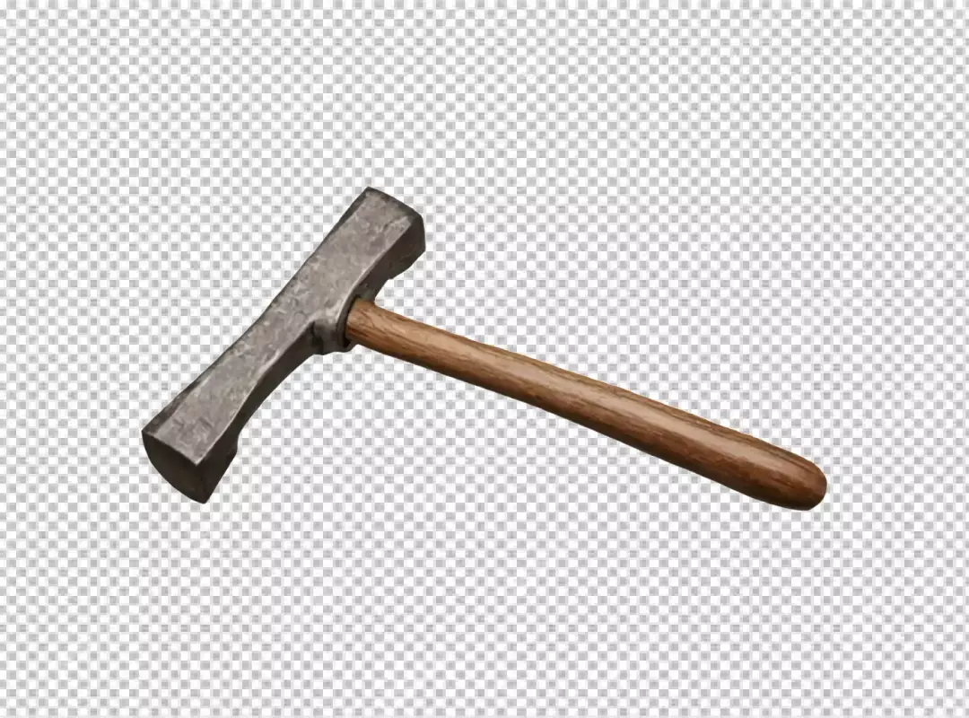 Classic Hammer with Wooden Handle and Metal Head Isolated on White Background