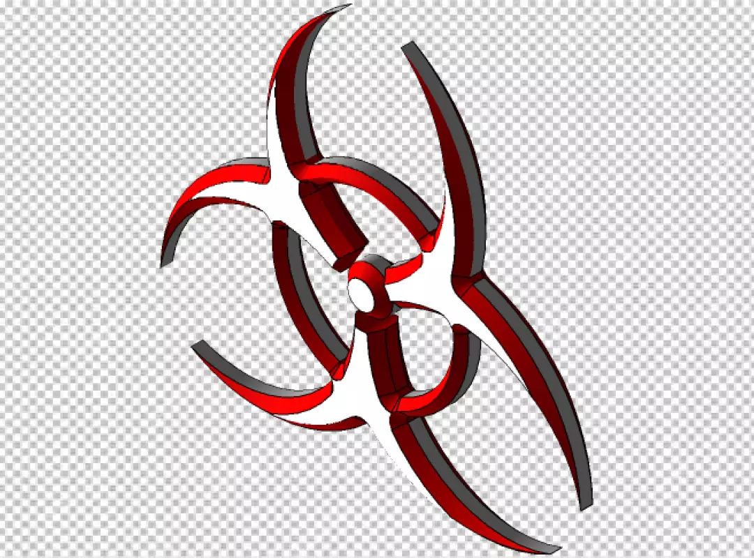 Abstract 3D Render of a Red and White Biohazard Warning Symbol