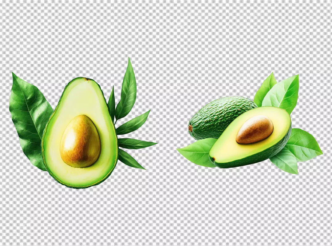 Fresh Green Avocados with Leaves Healthy Food Ingredients Stock Image