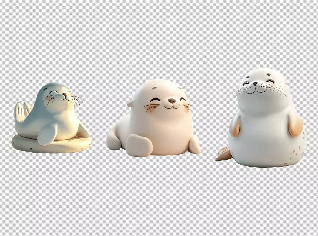 Cute Happy Cartoon Seals Set Playful Marine Animals for Fun Designs