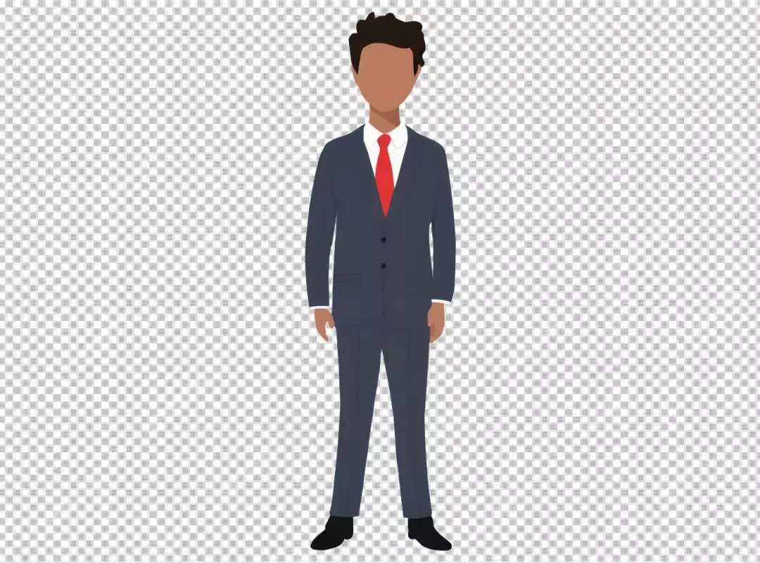 Professional Businessman in Navy Blue Suit and Red Tie Flat Vector Illustration