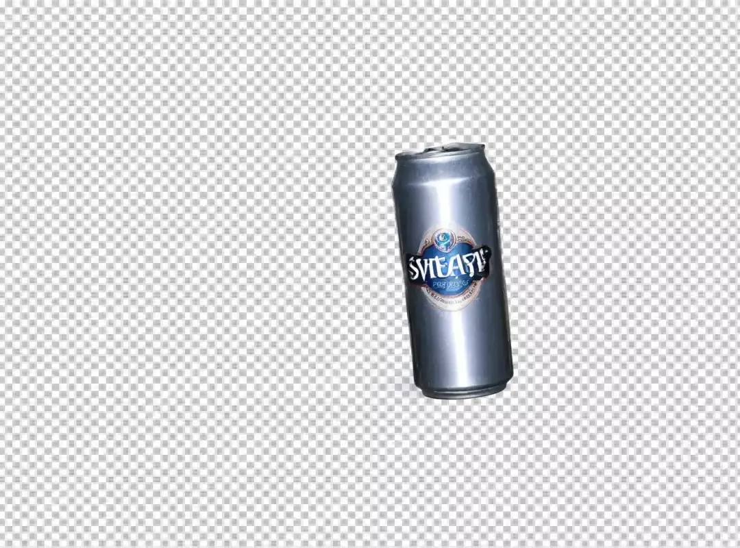 Isolated Silver Aluminum Can of Svíepli Beverage with Distinctive Blue Label