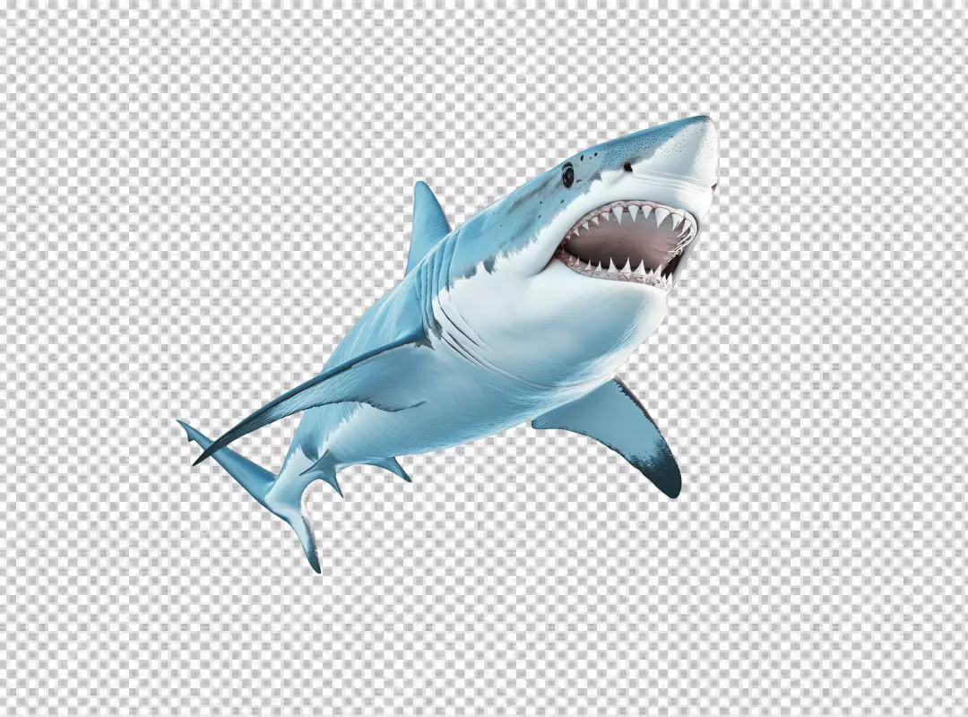 Realistic Great White Shark with Open Mouth and Sharp Teeth