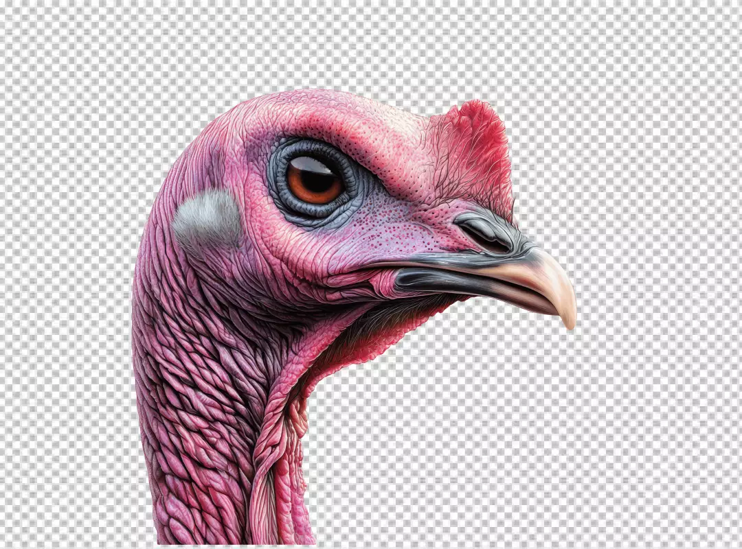 Detailed Pink Turkey Head Close-up for Thanksgiving Wildlife Designs