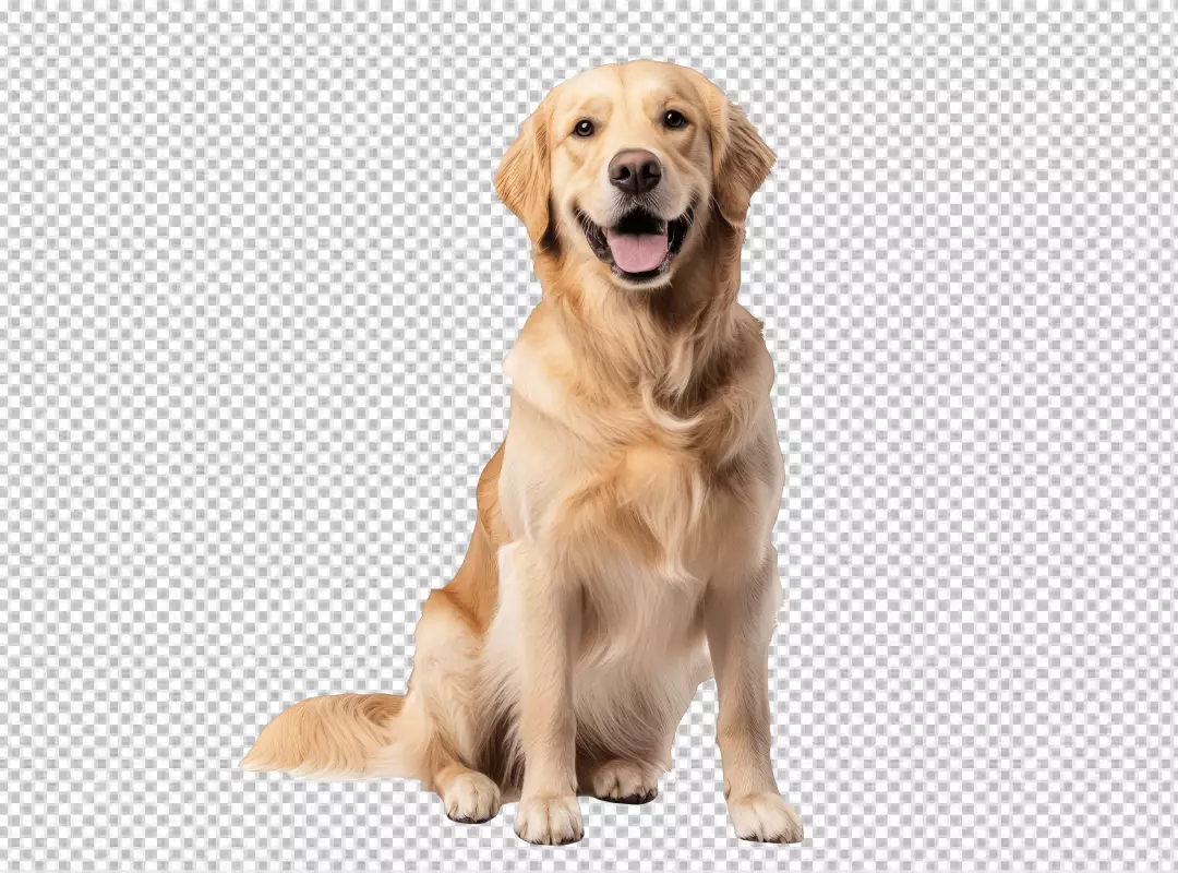 Adorable Golden Retriever Dog Sitting, Friendly Pet Cutout for Designs