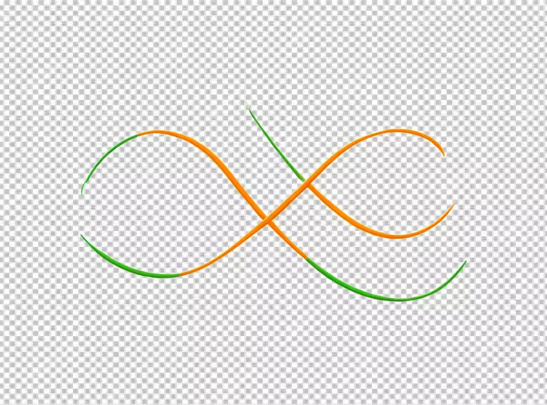 Dynamic Intertwined Green and Orange Lines Forming Infinity Symbol on White Background