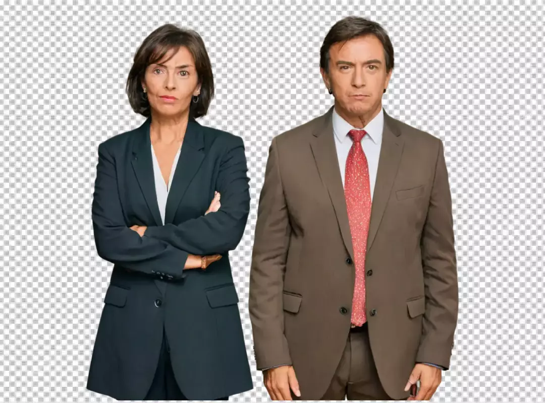Two Serious Business Professionals Standing Confidently Together in a Formal Setting