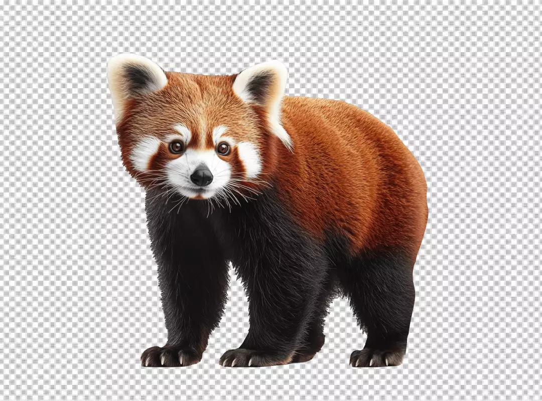 Adorable Red Panda Standing Looking Forward Cute Wildlife Animal Illustration PNG