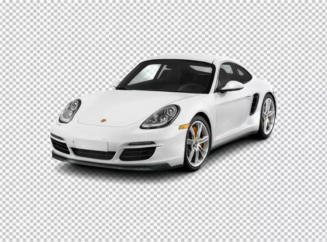 Sleek White Porsche Cayman Sports Car Isolated on Pristine White Background