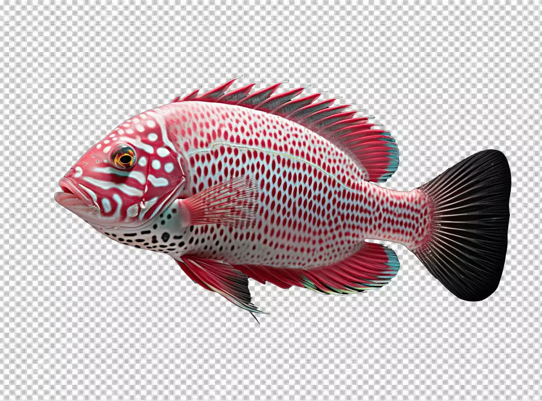 Vibrant Red Spotted Fish PNG for Aquatic Design and Marine Life Projects