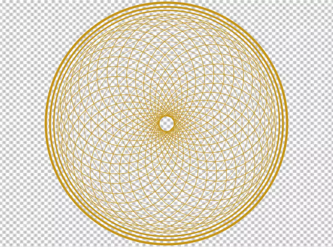 Intricate Golden Geometric Circle Pattern on Black Background, Abstract Mandala Design