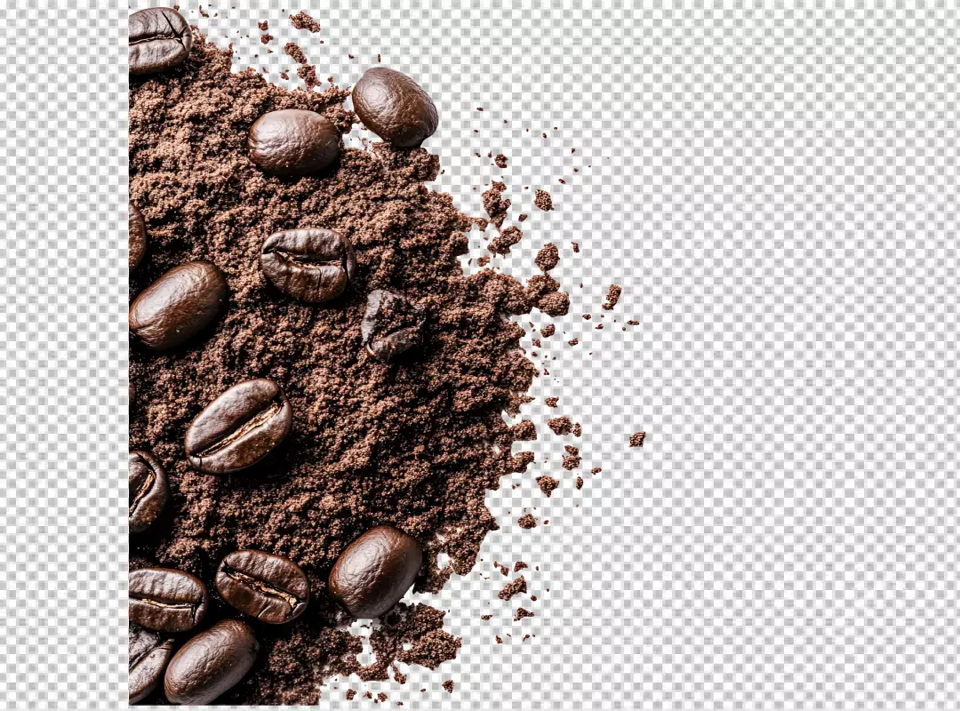 Fresh Roasted Coffee Beans and Ground Coffee for Aromatic Morning Brew PNG