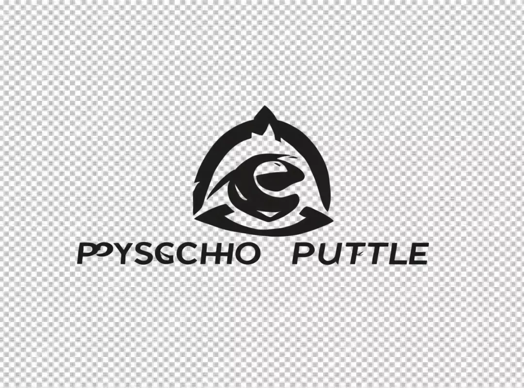 Modern Black & White Logo with Stylized Aquatic Creature and 'POYSGCHIO PUTTLE' Text