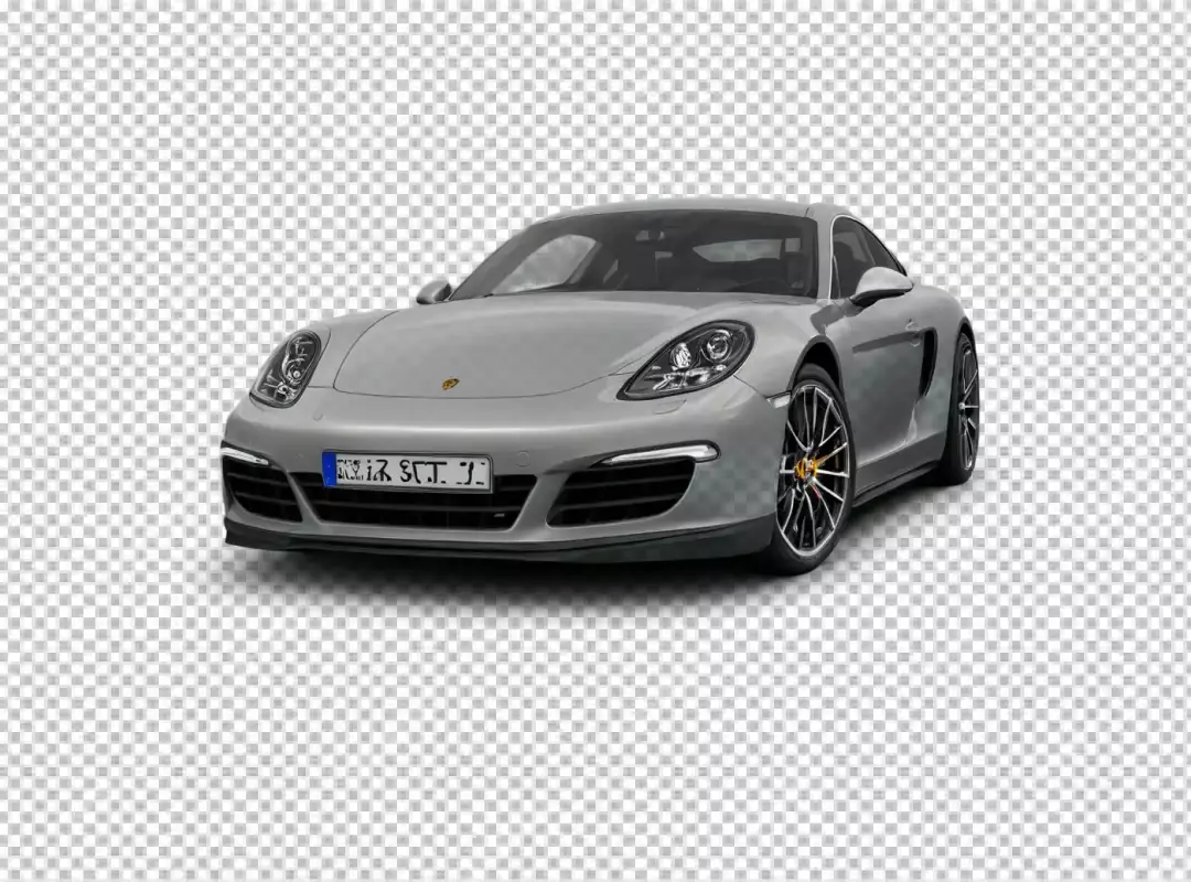 Sleek Gray Porsche Front Three Quarter View Isolated