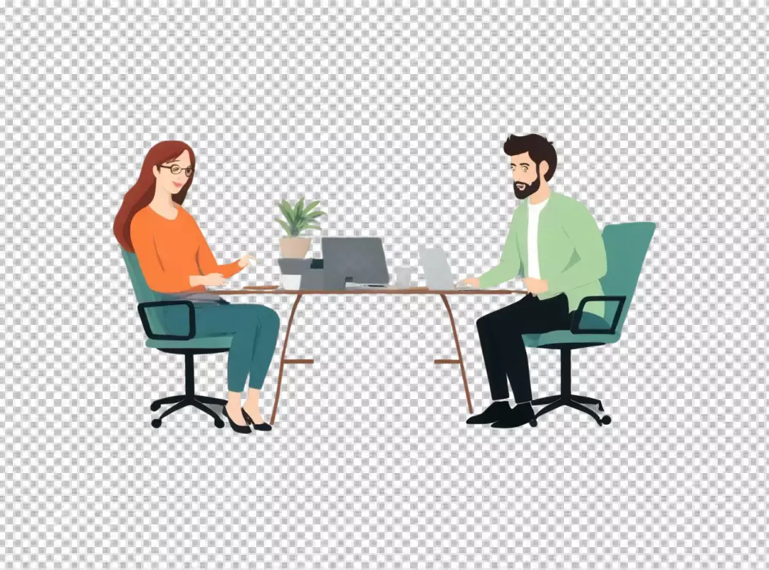 Professional Team Collaboration in a Modern Office Workspace Illustration