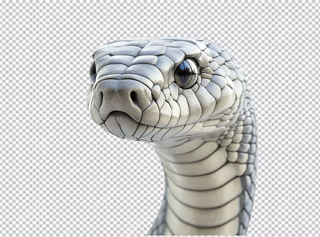 Detailed Grey Snake Head PNG for Design Projects and Wildlife Themes