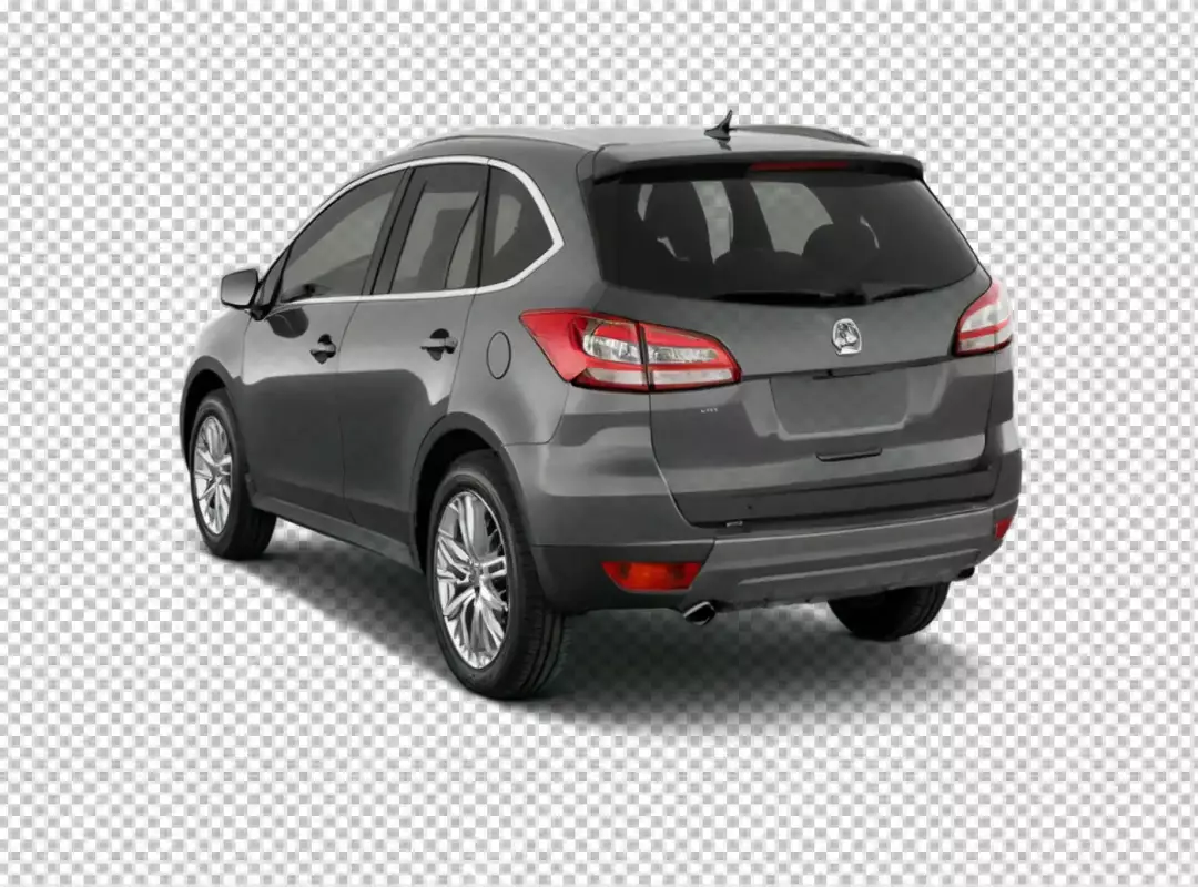 Sleek Modern Dark Gray SUV Crossover Vehicle Isolated on Transparent Background Rear View