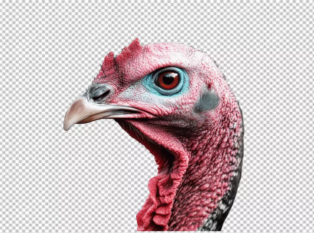 Detailed Turkey Head Profile Close-Up with Vibrant Facial Features