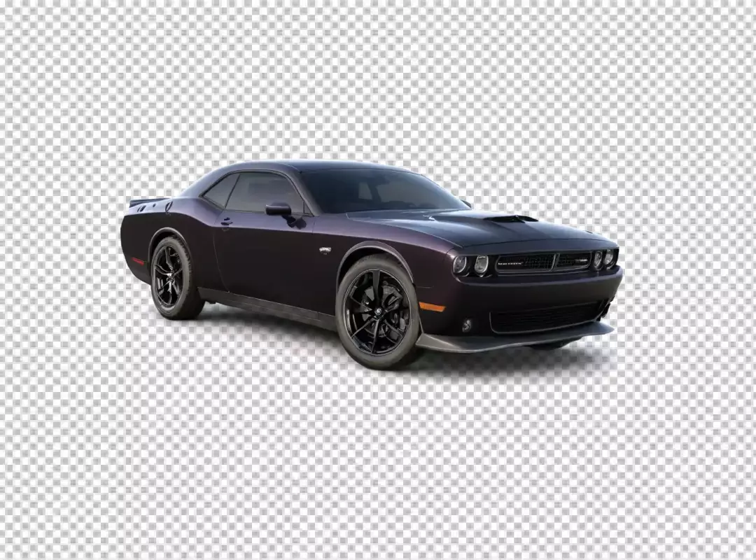 Powerful Dark Plum Dodge Challenger Muscle Car Isolated on White Background