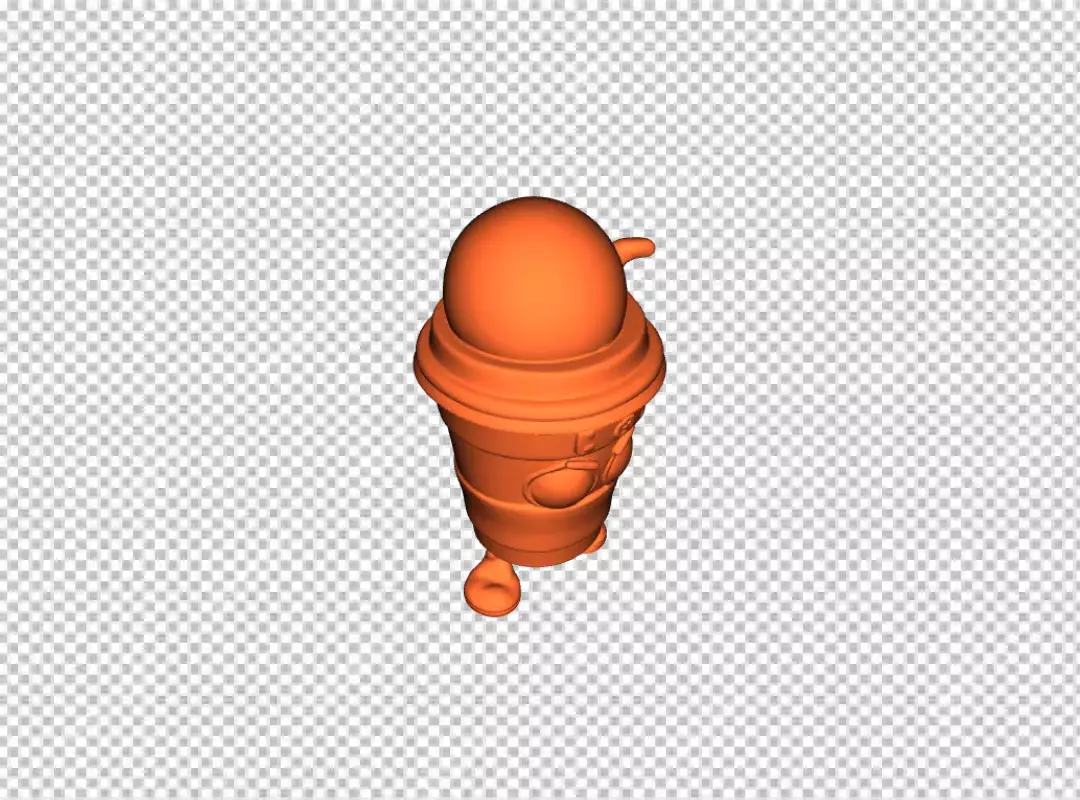 Playful 3D Orange Abstract Character with Round Top and Small Feet