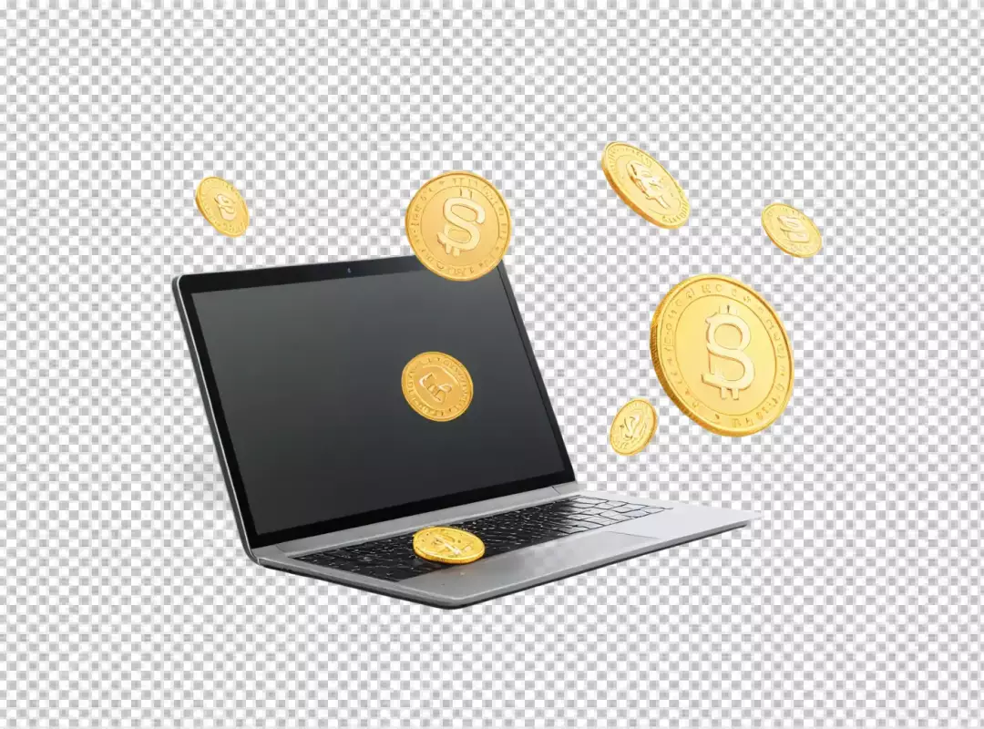 Digital Cryptocurrency Investment and Blockchain Technology on Laptop Screen