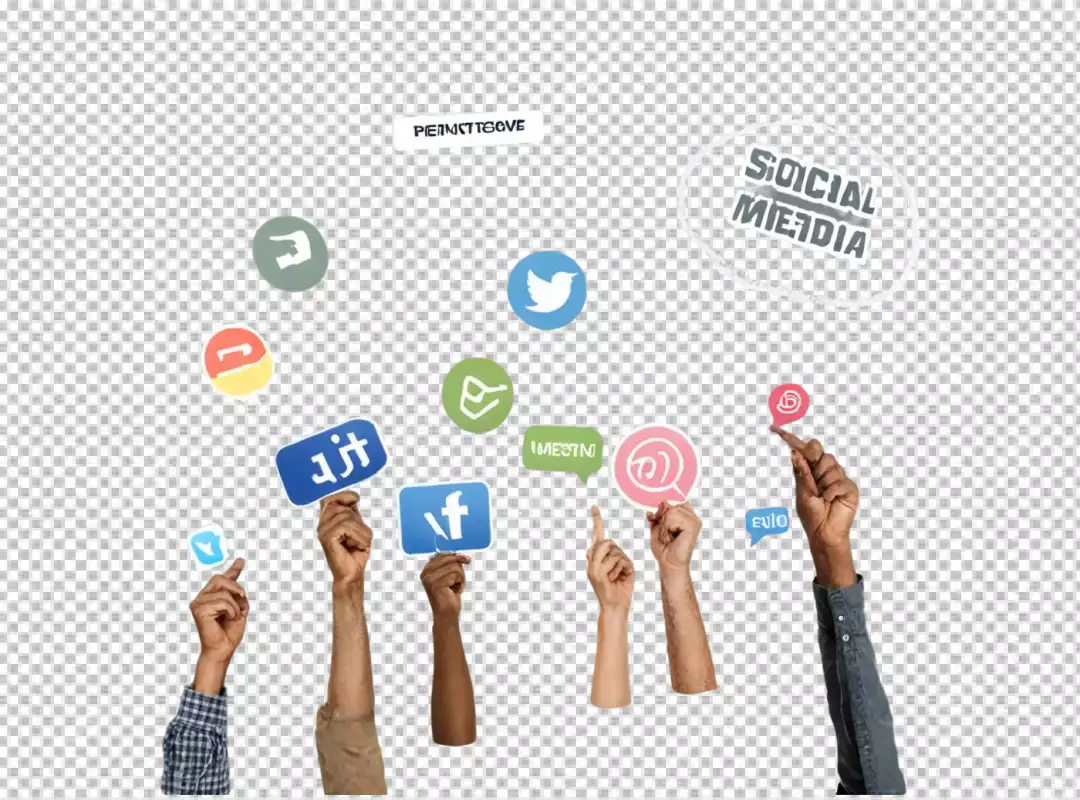 Diverse Hands Holding Social Media Icons Symbolizing Digital Connection and Global Engagement