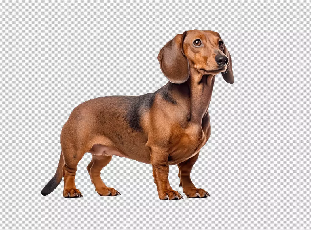 Charming Brown Dachshund Standing Attentively for Pet Design and Digital Projects