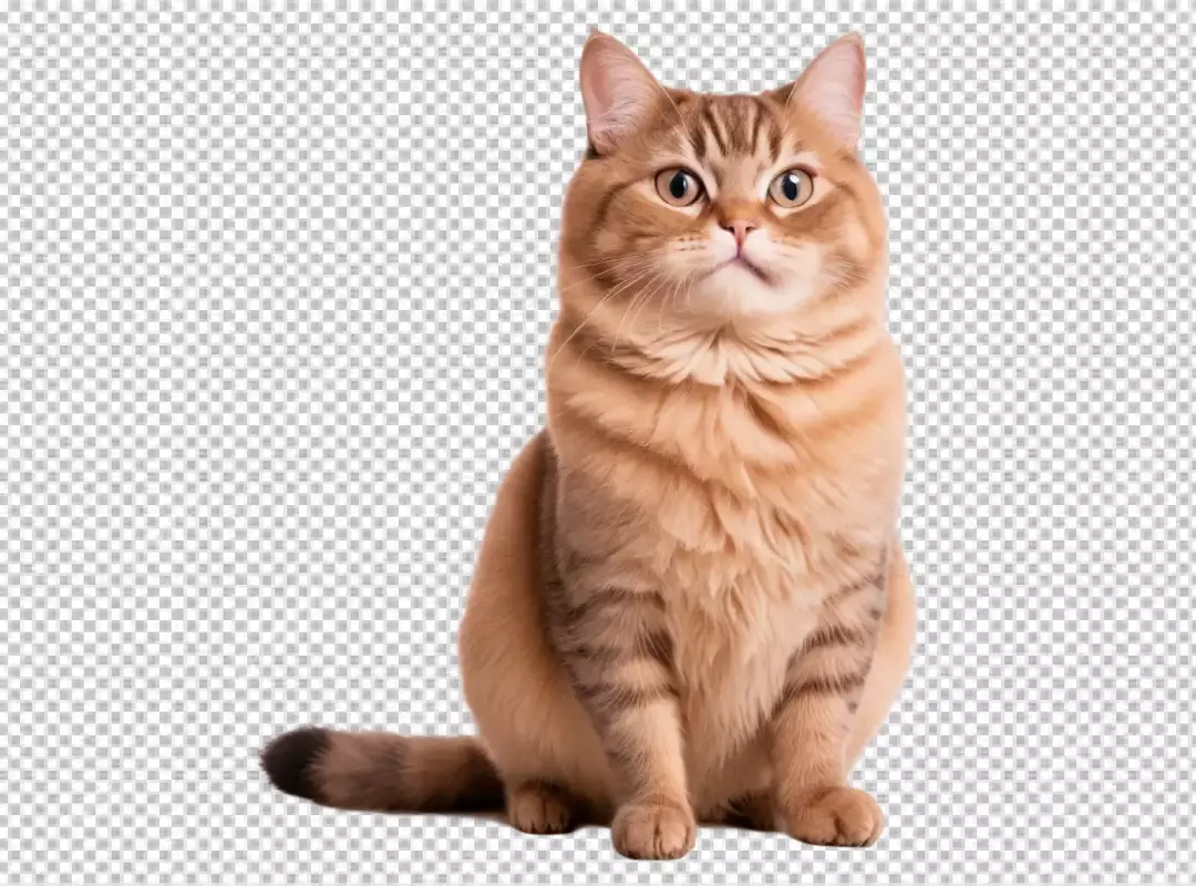 Charming domestic shorthair cat with orange tabby fur sitting attentively looking up