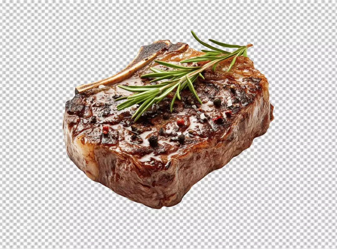 Delicious Grilled Rosemary Ribeye Steak with Savory Seasoning PNG Cutout