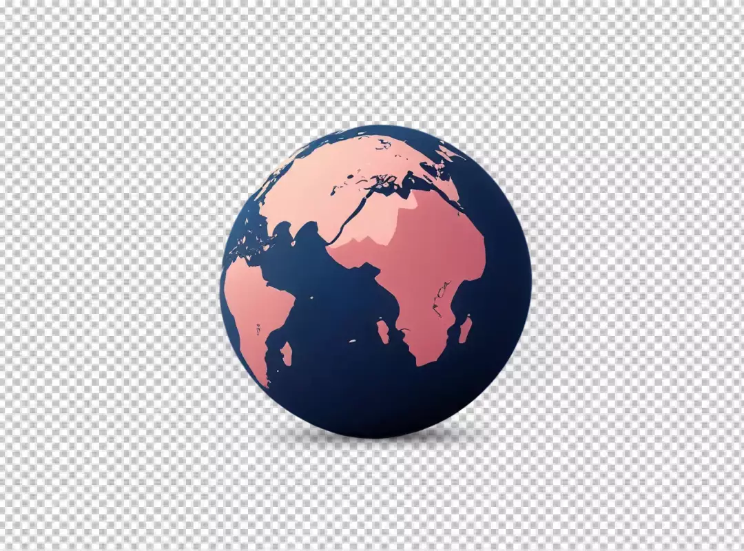 Stylized Earth Globe Illustration with Pink Continents on White Background